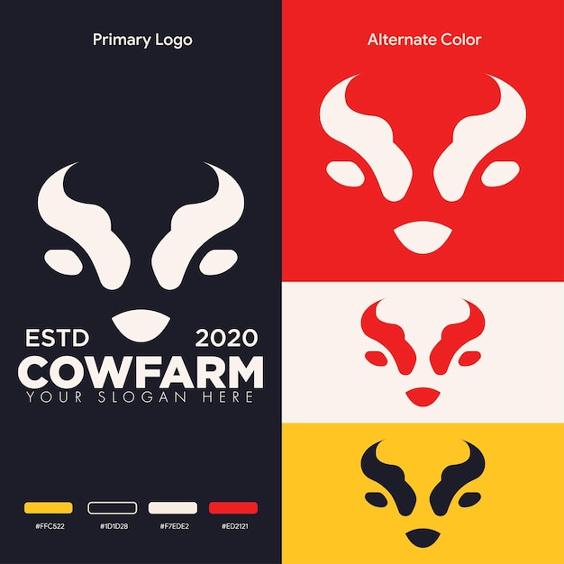 simple minimalist cow head logo design