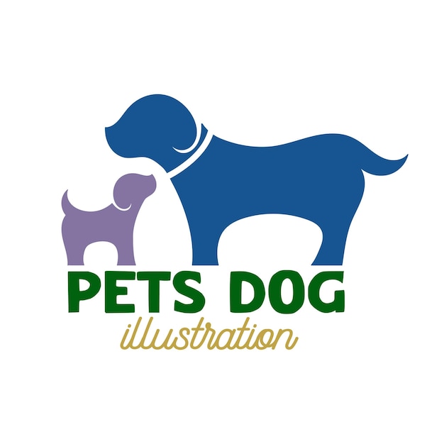 Simple Minimalist Dog Family Silhouette for Pet Store Illustration