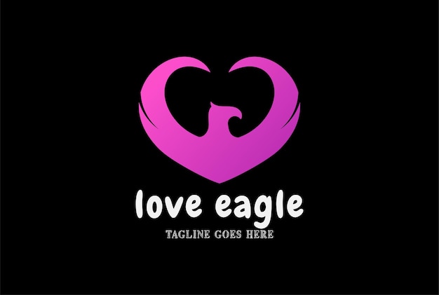 Simple Minimalist Eagle Hawk Falcon Phoenix Bird Wings Love Heart Logo