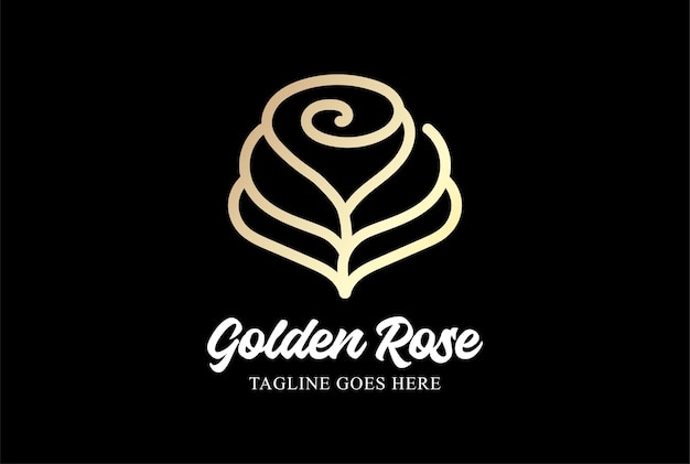 Vector simple minimalist elegant beauty golden rose flower line monogram logo design