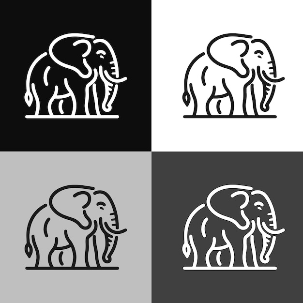 Vector simple minimalist elephant logo with a monochrome background