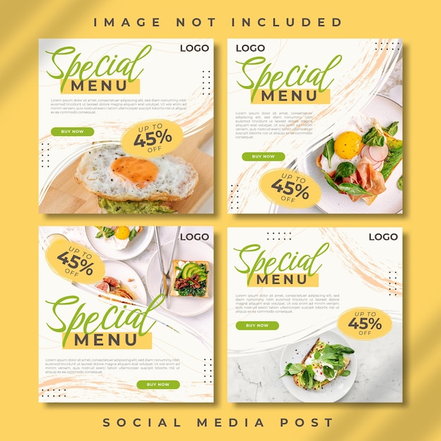 Vector simple minimalist food content social media post vector