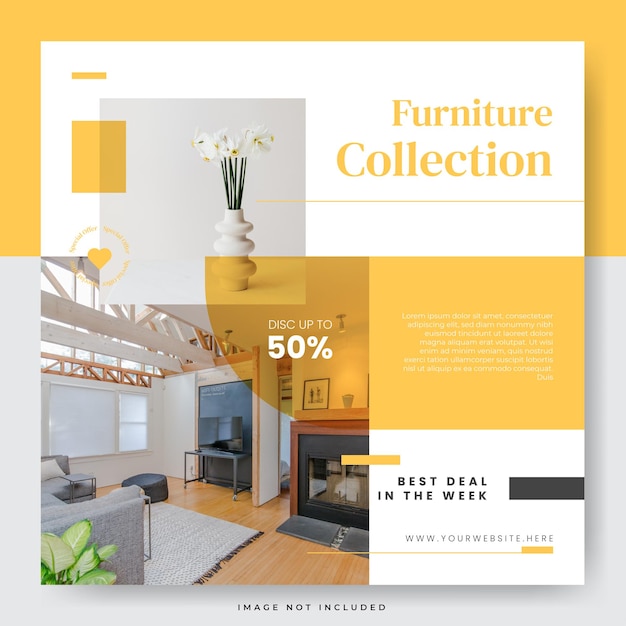 Vector simple minimalist furniture sale social media post template