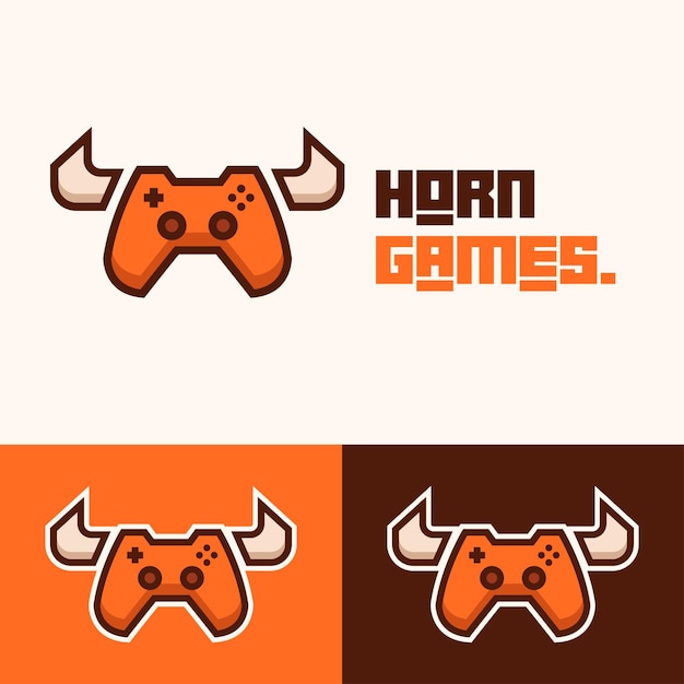 Simple minimalist gamepad joystick with horn logo design