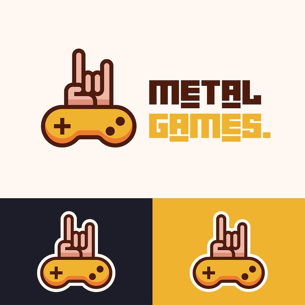 Vector simple minimalist gamepad joystick with metal sign logo design