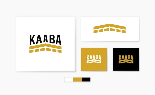 Простой минималистский золотой и черный логотип kaaba плоский