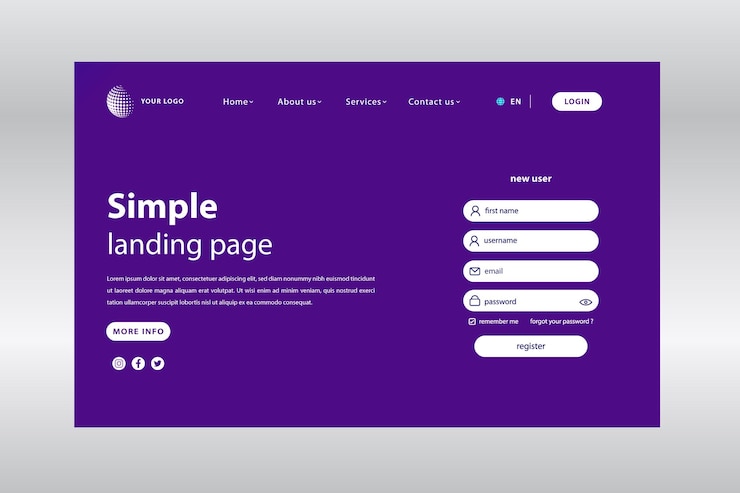 Vector simple minimalist landing page concept
