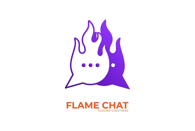 Simple minimalist modern flame fire burn chat apps for speech communication logo