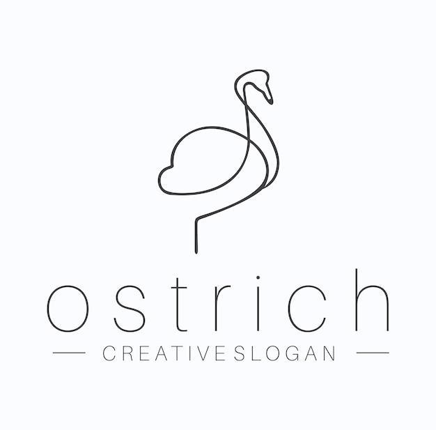 Simple minimalist ostrich logo Design