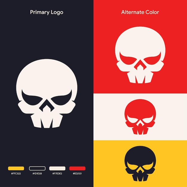 simple minimalist skull bone logo design