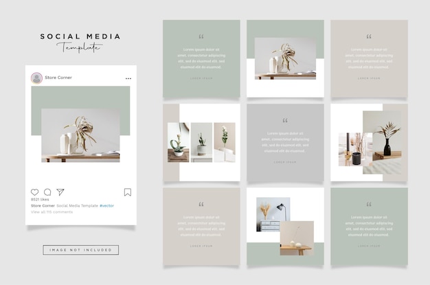 Vector simple and minimalist social media post template elegant clear design style