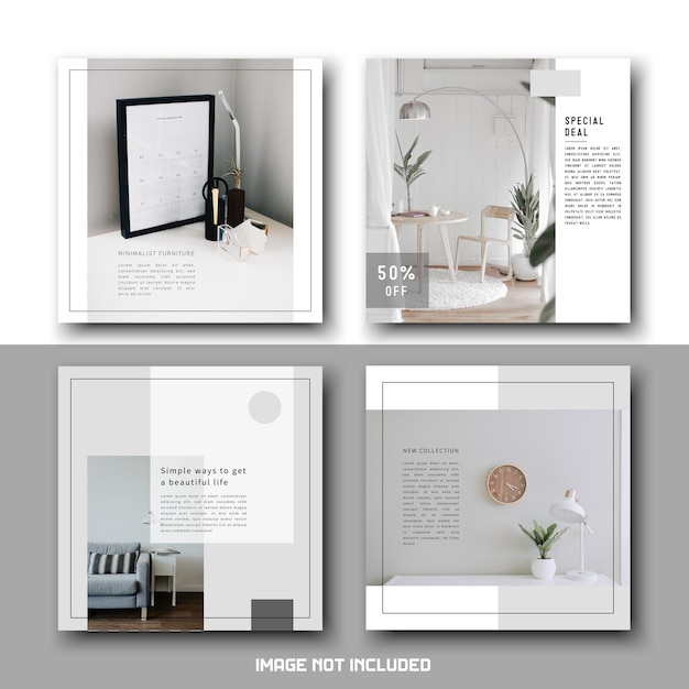 Vector simple minimalist social media posts template set bundle