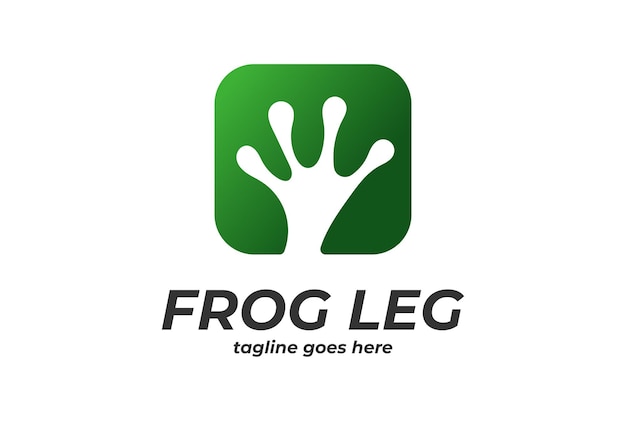 Simple Minimalist Square Green Frog Arm Leg Hand Logo Design