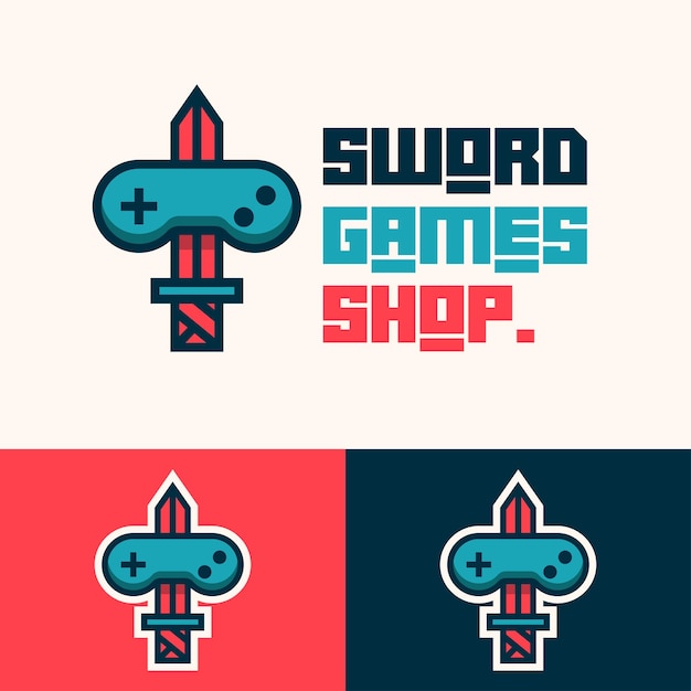 Simple minimalist sword gamepad joystick logo design