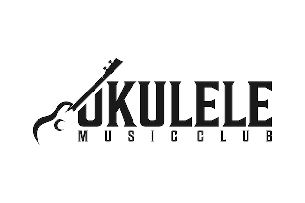 Простой минималистский типографика с надписью uke ukulele logo design