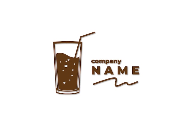 simple minimalist vintage retro drink soda glass logo design vector