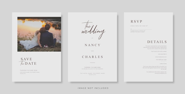 Vector simple and minimalist wedding card template