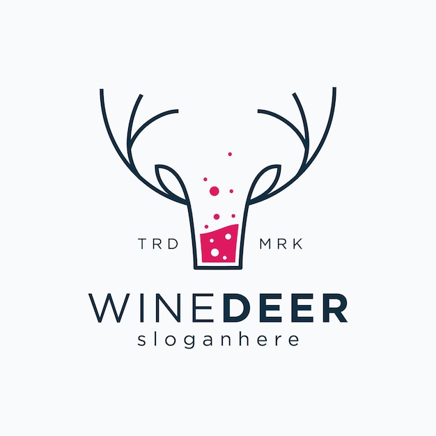 Semplice e minimalista testa di vino deer logo line art design monoline