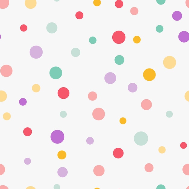 Simple minimalistic seamless pattern playful hand drawn cute dots of different colors and sizes