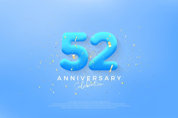 Simple and modern 52nd anniversary birthday celebration vector background Premium vector