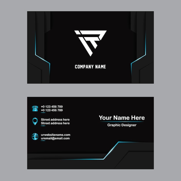 Vector simple modern black business card template design with editable text and logo