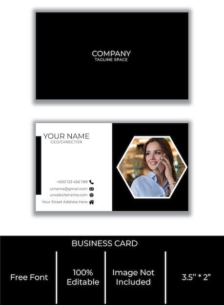 SIMPLE MODERN BLACK AND WHITE BUSINESS CARD.