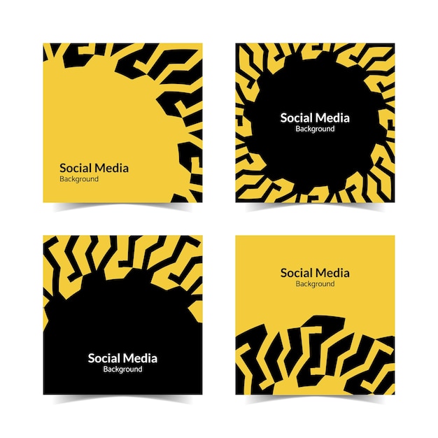 simple and modern black yellow motif square flat social media background