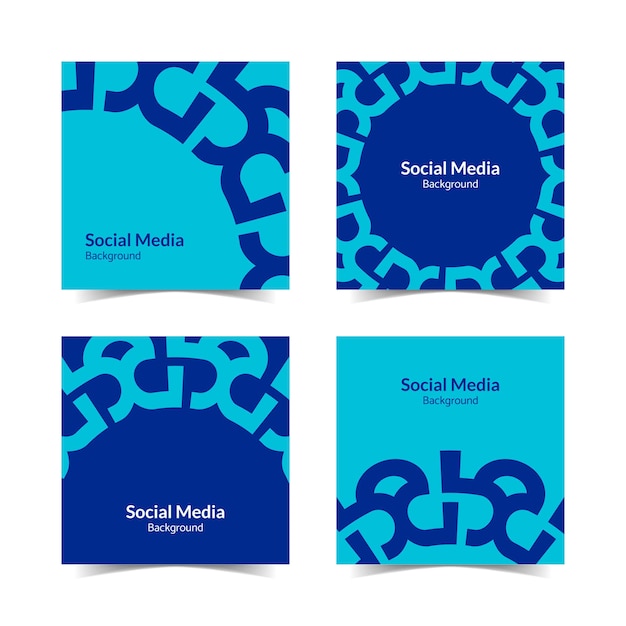 간단하고 현대적인 파란색과 청록색 사각형 평면 소셜 미디어 배경