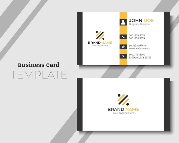 A simple and modern business card template for a company with and black color