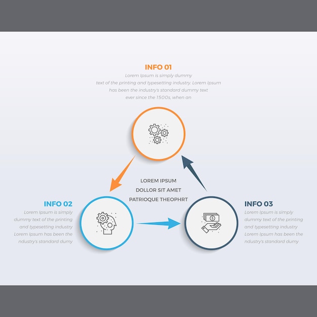 Vector simple modern business circle infographics with 03 steps