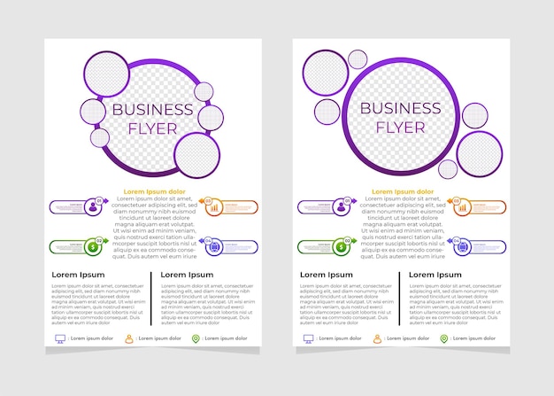 Modello di design semplice e moderno business flyer con forme rotonde.