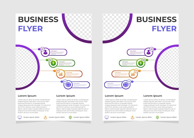 Vector simple modern business flyer design template with round shapes.