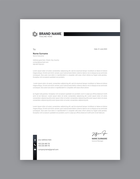 Simple and modern business letterhead template