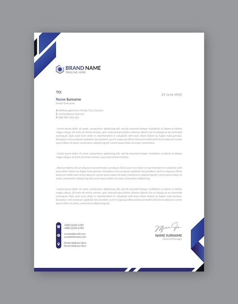 Simple and modern business letterhead template