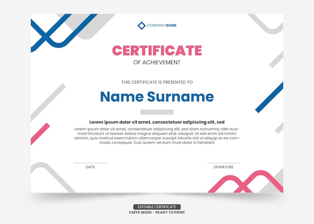 simple and modern certificate template