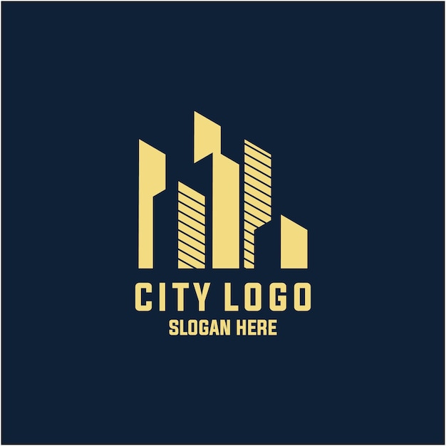 シンプルな近代的な都市のイラストのロゴのデザインのベクトル