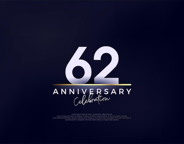 Simple modern and clean 62nd anniversary celebration vector Premium vector background for greeting and celebration