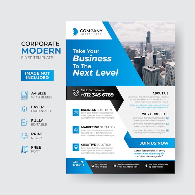 Vector simple modern corporate business flyer design template