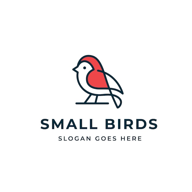 Simple modern cute small red bird logo