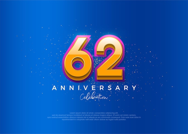 Simple and modern design for the 62nd anniversary celebration with an elegant blue background color