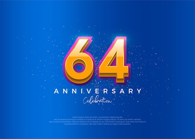 Vector simple and modern design for the 64th anniversary celebration with an elegant blue background color