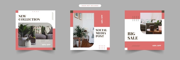 Simple modern flat social media posts templates