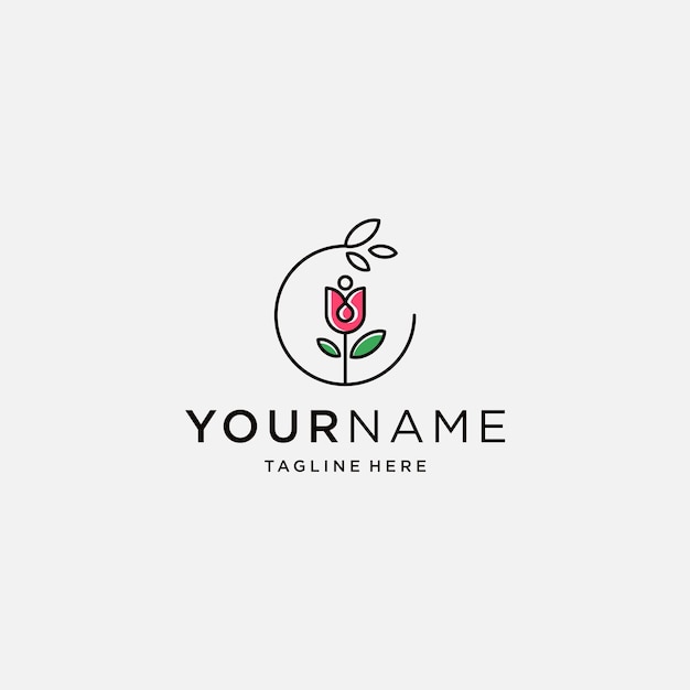 Simple and modern flower logo design template elements