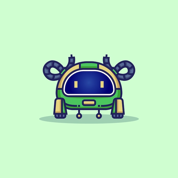 simple modern funny cute robot cartoon flat icon vector Illustration design