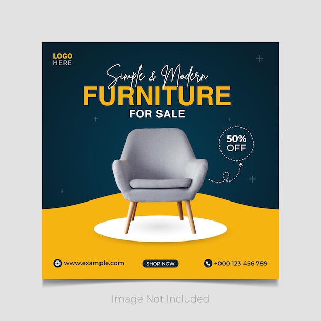 Simple and modern Furniture sale post social media template Design