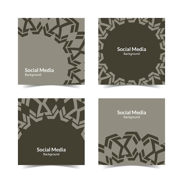 간단하고 현대적인 회색 장식 패턴 사각형 평면 소셜 미디어 배경