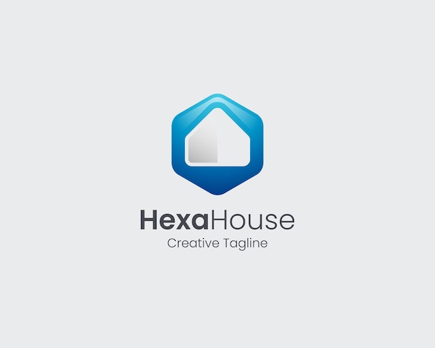 Vector simple modern hexagon house logo