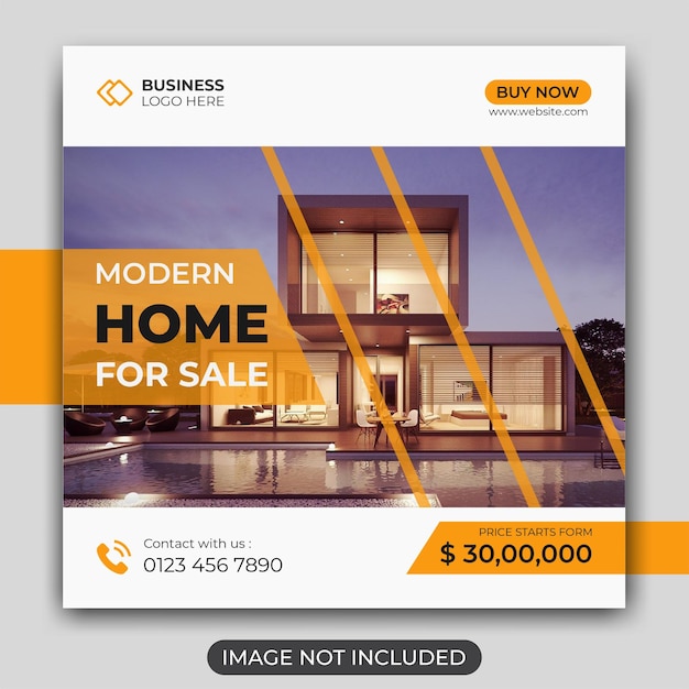 Simple modern home for sale social media promotion template