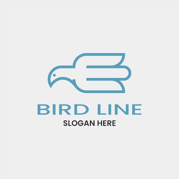 化粧品用のライン アート スタイルのロゴのアイデア テンプレートの頭の鳥のアイコンとシンプルでモダンなイニシャル E 文字