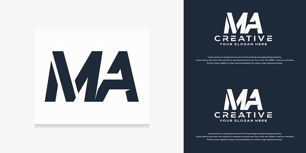 Простой современный начальный шаблон письма ma letter logo